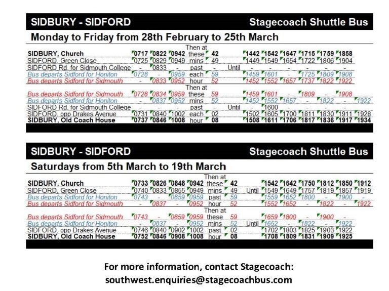 Sidbury Road Closure Shuttle Bus - Sidmouth Town Council