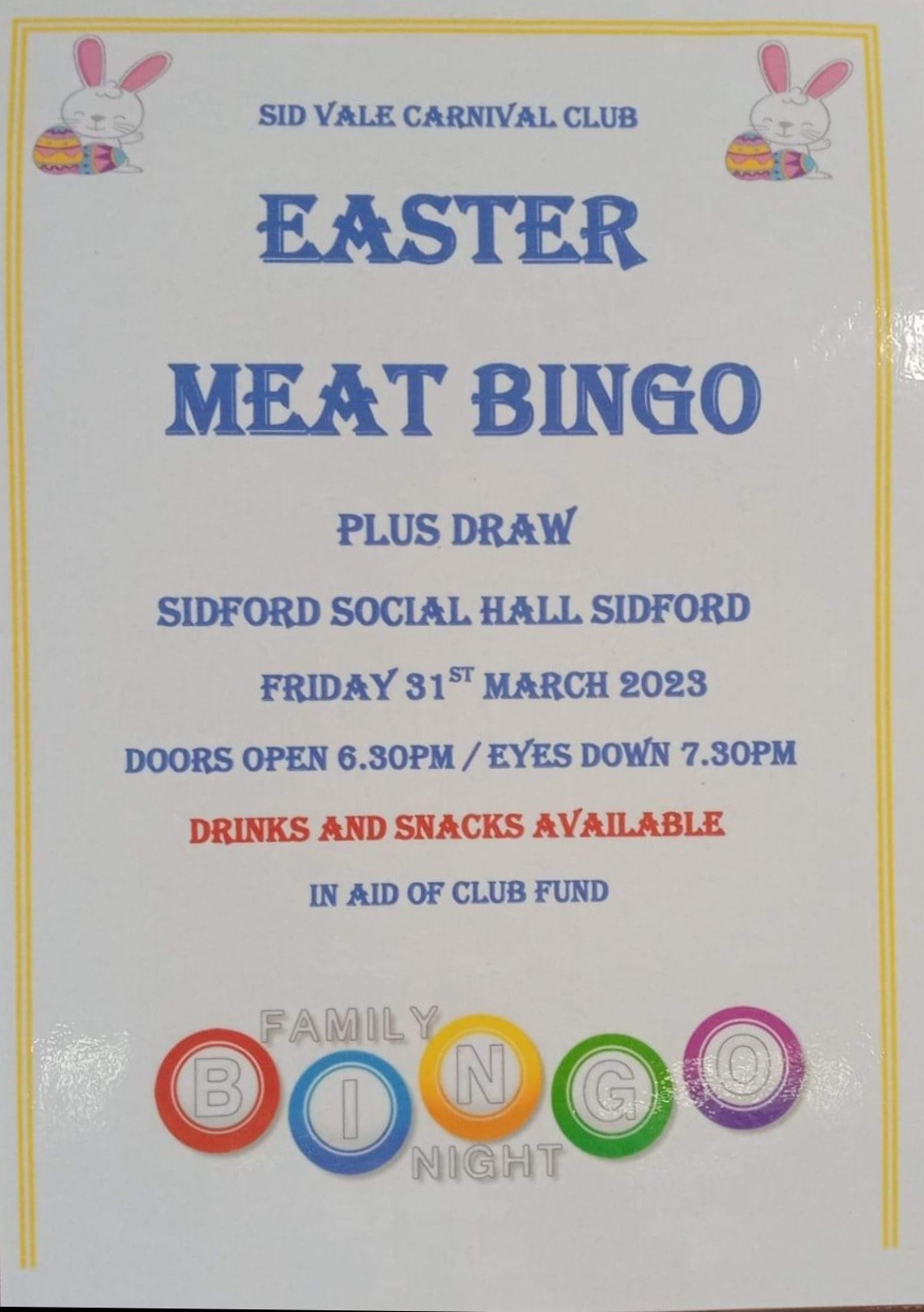 Easter Meat Bingo Sidmouth Town Council